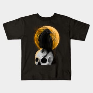 Crow On Skull Kids T-Shirt